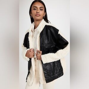 BLANKNYC fresh air Sherpa & faux leather jacket